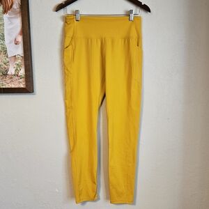 Figs Performance Underscrub Legging Yellow Pockets High Rise Size L